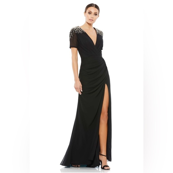 Mac Duggal Dresses & Skirts - Mac Duggal Women’s NWT Classic Black Embellished Shoulders Gown size 12 …